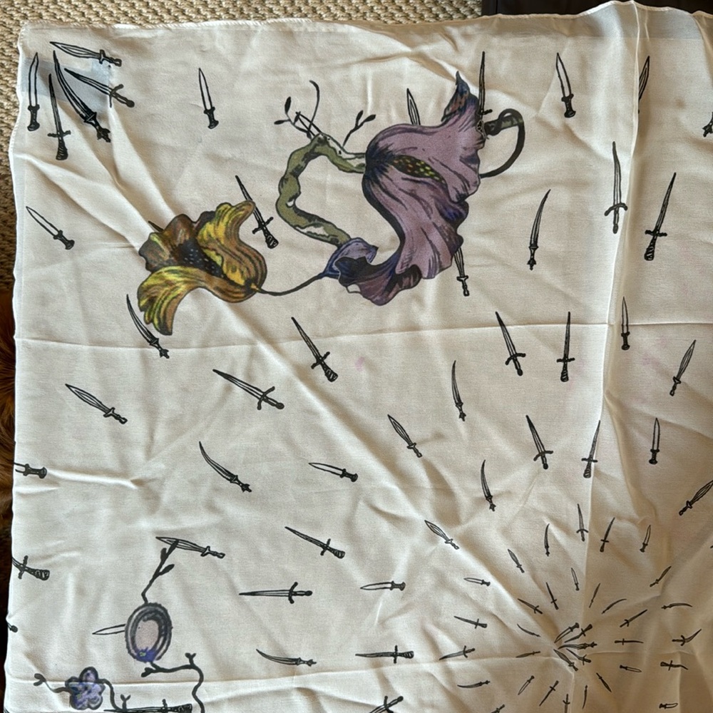 Rag & Bone Printed Silk Dagger and flowers scarf